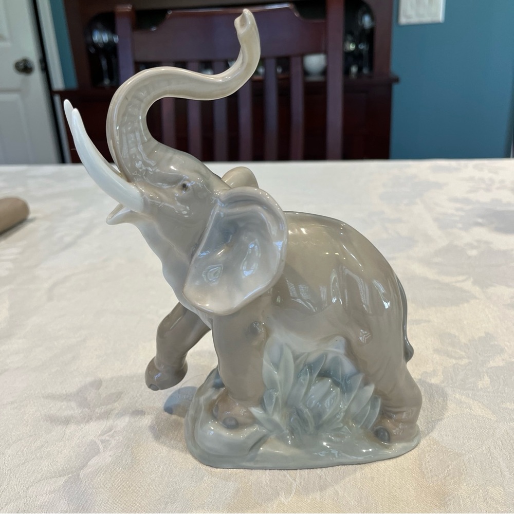 Lladro Gray Ceramic Elephant Figurine